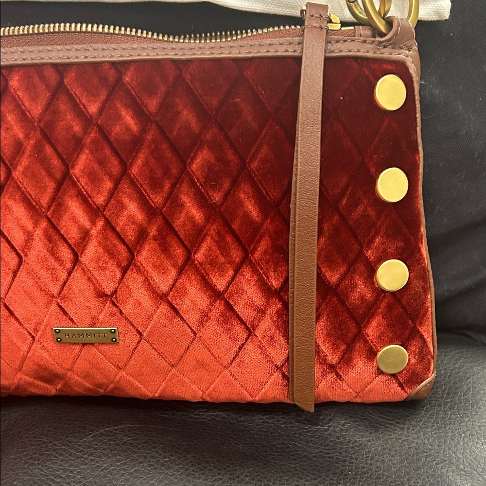 Hammitt Red Velvet Kyle-Monarch Crossbody with Gold Accents - Picture 2 of 11